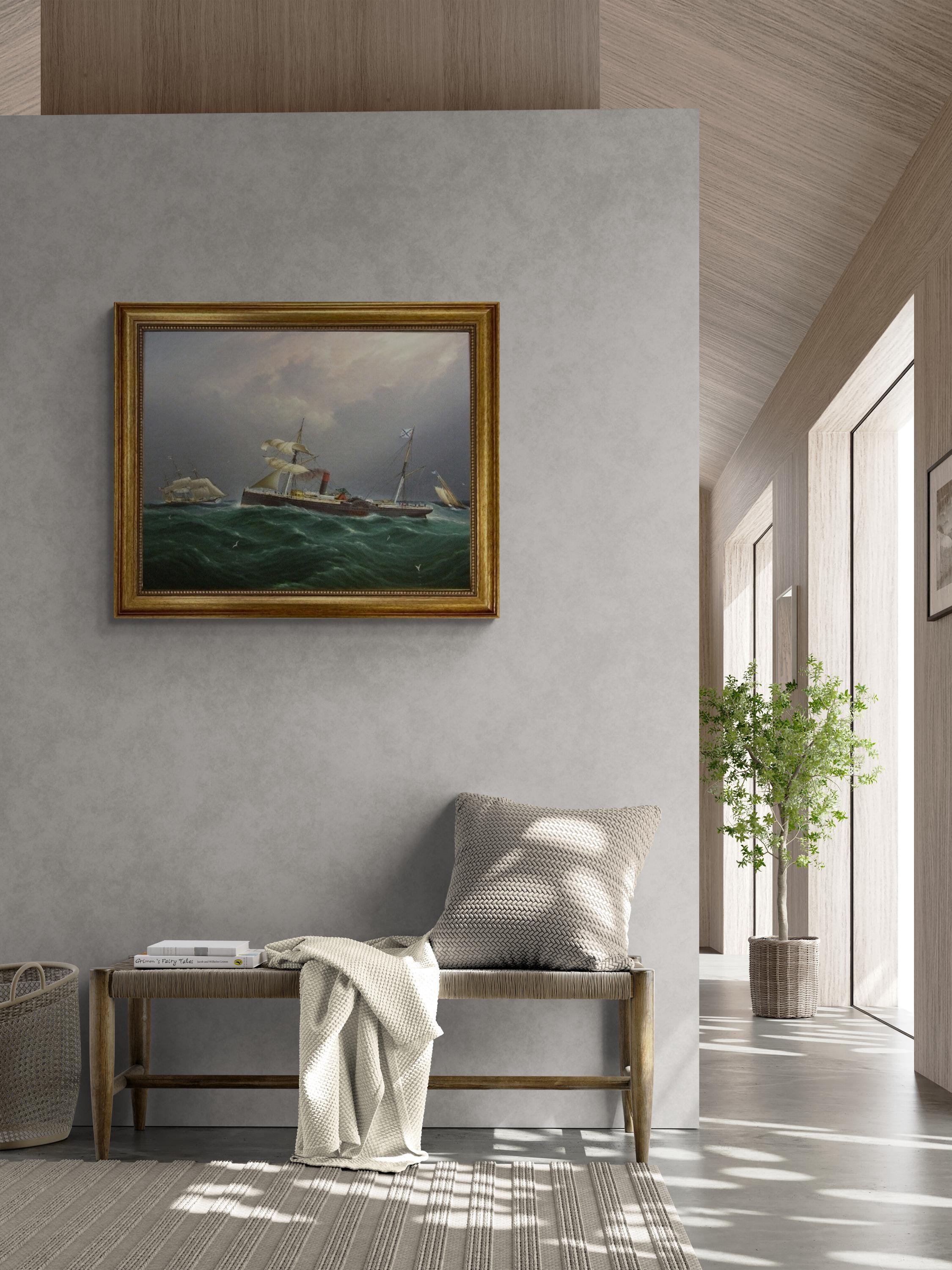 Buttersworth San Salvadore Ship Painting, Framed Canvas Art Print FOSHE ART