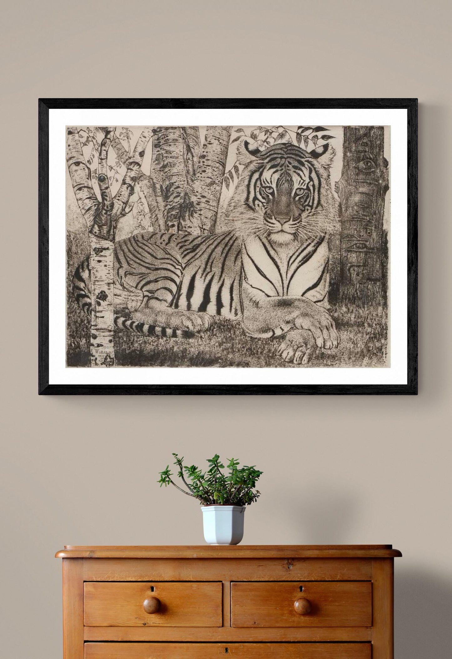 Eduard Wiiralt – 'Reclining Tiger' Giclée Print Reproduction | Fine Art Print on Heavyweight Paper or Museum-Quality Hahnemühle Poster FOSHE ART