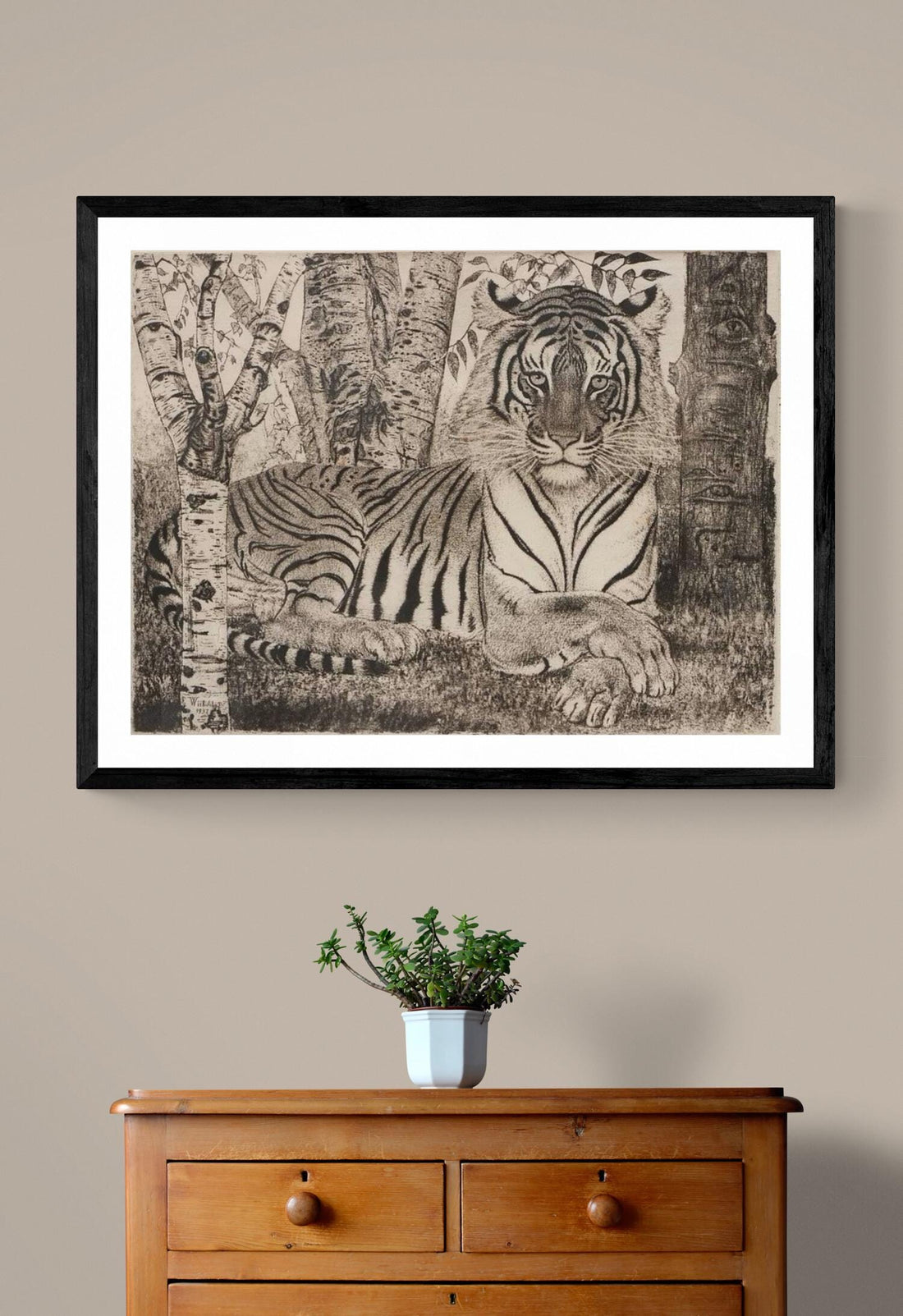 Eduard Wiiralt 'Reclining Tiger' Giclée Print – Fine Art Reproduction FOSHE ART