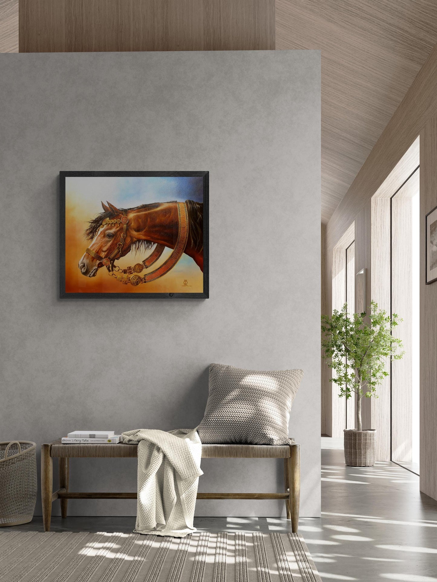 HORSE | BUCEPHALUS | Premium Canvas Print of Original Oil Painting | 3D Hand-Finished Print with Brush Strokes | Elegant Horse Lover Gift FOSHE ART