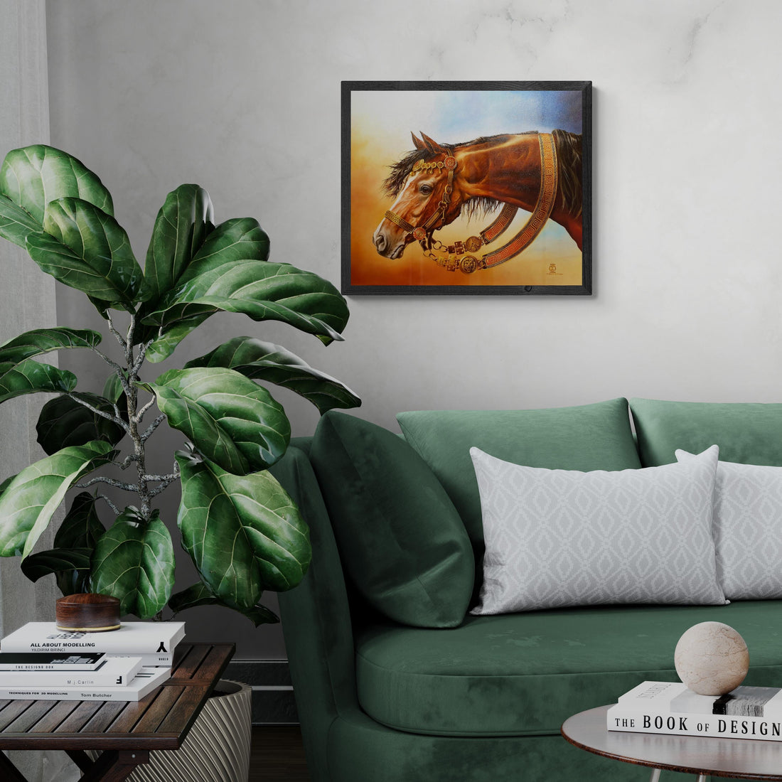HORSE | BUCEPHALUS | Premium Canvas Print of Original Oil Painting | 3D Hand-Finished Print with Brush Strokes | Elegant Horse Lover Gift FOSHE ART
