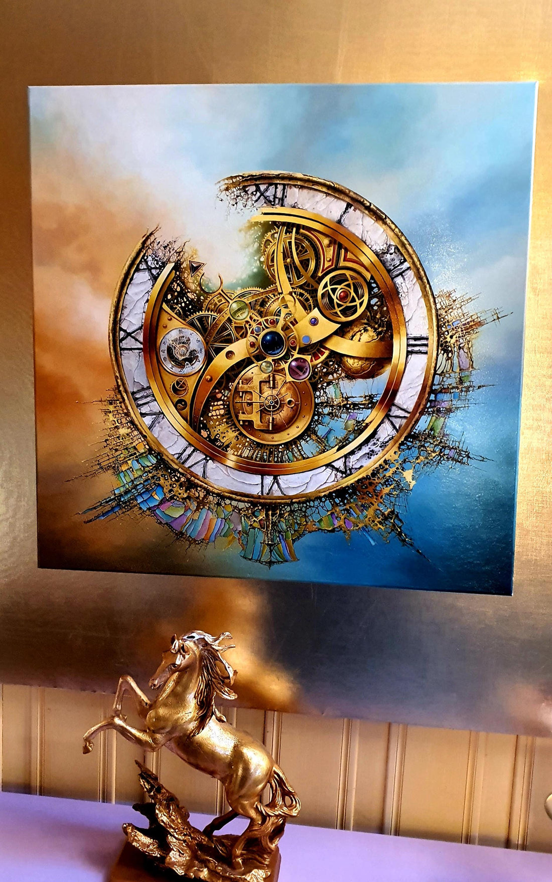 Modern Large Luxury Wall Art | Giclée Canvas Print of original oil painting "MYSTERY OF TIME" by Robert Zietara | signed by the artist FOSHE ART