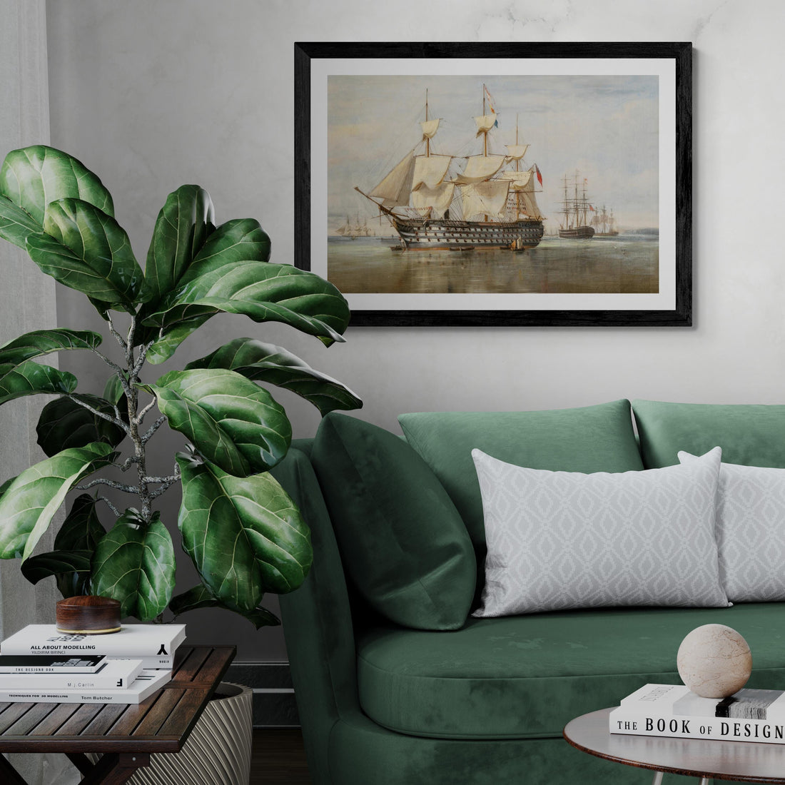 HMS Duke of Wellington at Gosport tall ship giclee fineart print on heavyweight paper, battle ship original oilpainting, ship sailing poster FOSHE ART