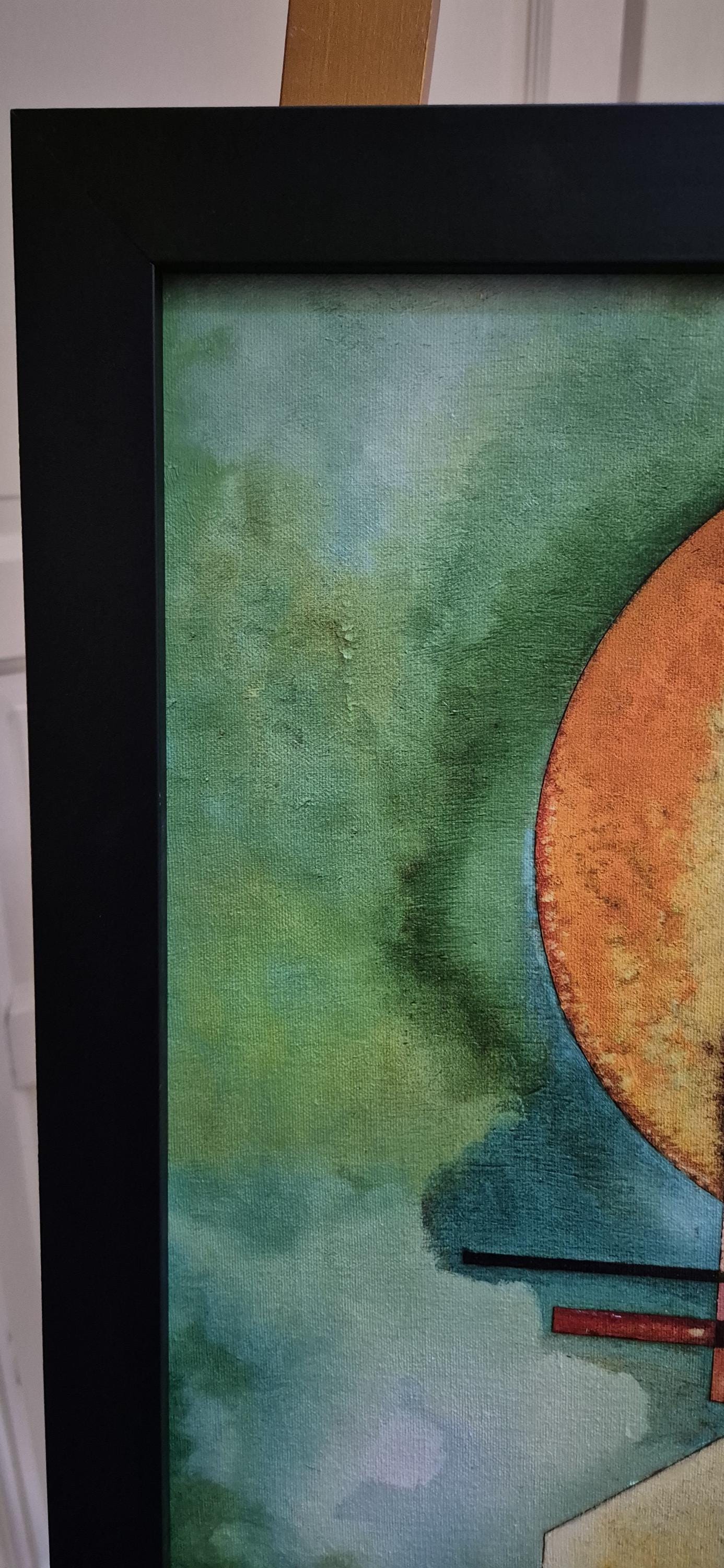 Wassily Kandinsky: "UP", Framed  Premium Art Print on Canvas, 3D texture with brush strokes, looks like original art FOSHE ART