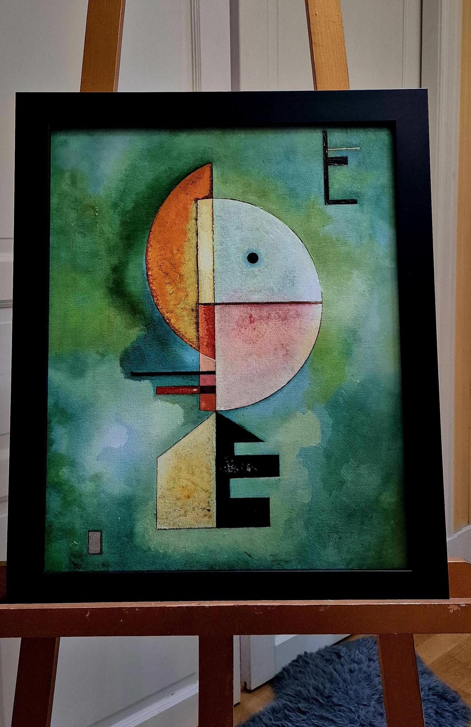 Wassily Kandinsky: "UP", Framed  Premium Art Print on Canvas, 3D texture with brush strokes, looks like original art FOSHE ART