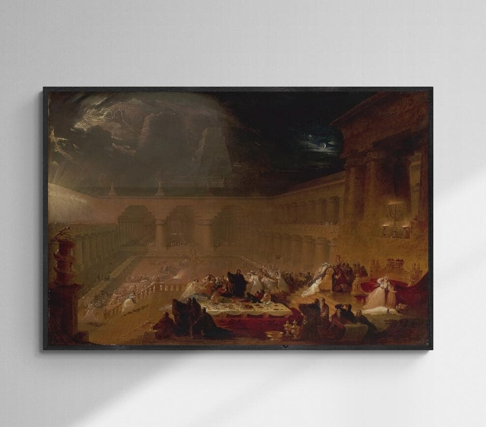 Belshazzar's Feast by John Martin, giclée FineArt Print from original oilpainting, Hand Finished 3D Print, brush strokes, oversized wall art FOSHE ART
