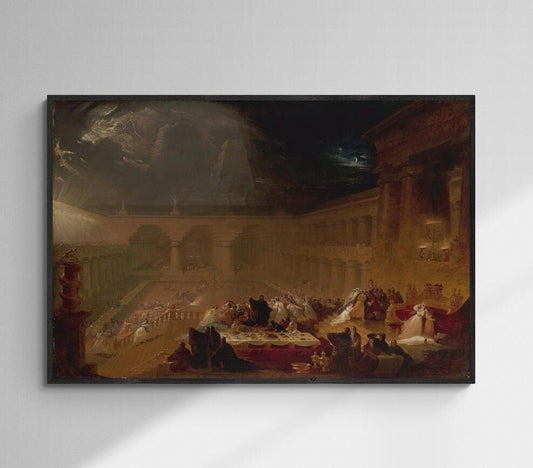 Belshazzar's Feast by John Martin, giclée FineArt Print from original oilpainting, Hand Finished 3D Print, brush strokes, oversized wall art FOSHE ART