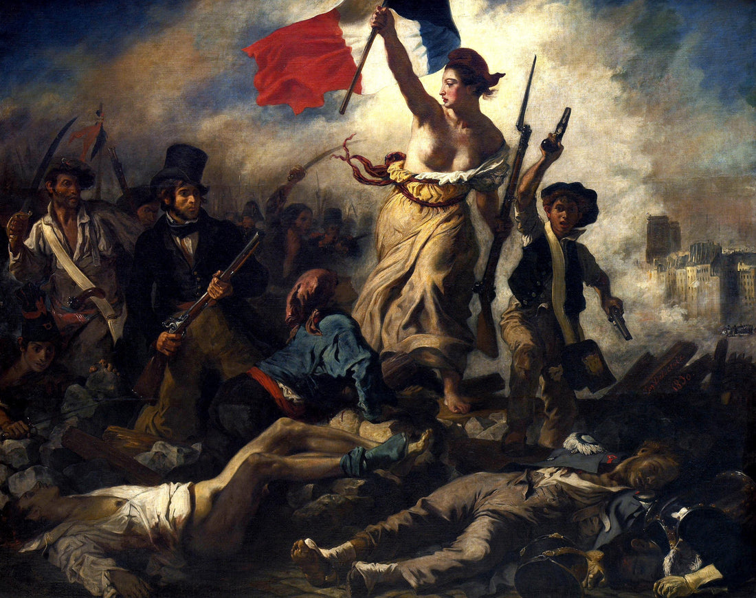 Delacroix Liberty Leading the People Canvas Art Print with Brush Strokes FOSHE ART