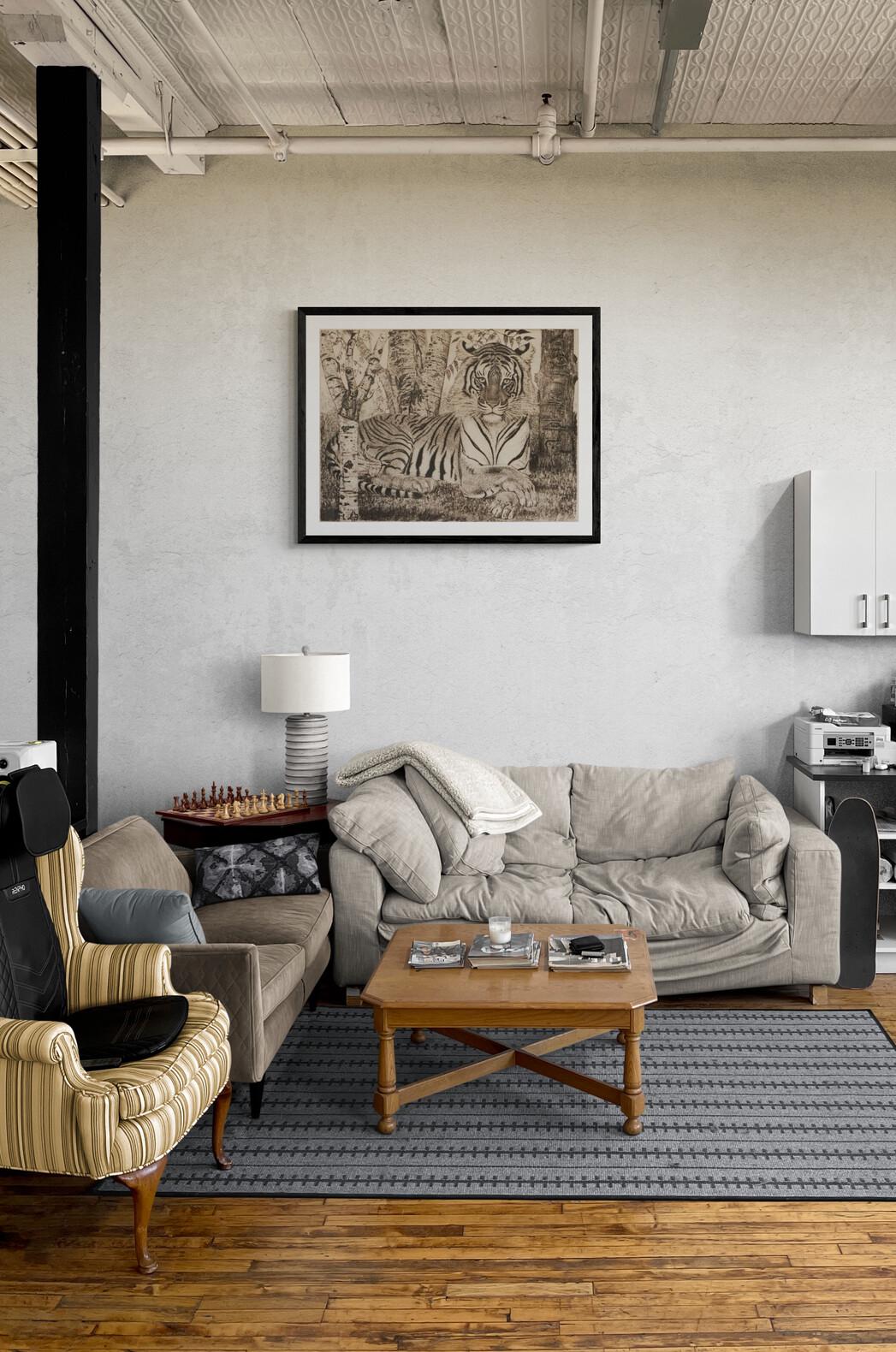 Eduard Wiiralt – 'Reclining Tiger' Giclée Print Reproduction | Fine Art Print on Heavyweight Paper or Museum-Quality Hahnemühle Poster FOSHE ART