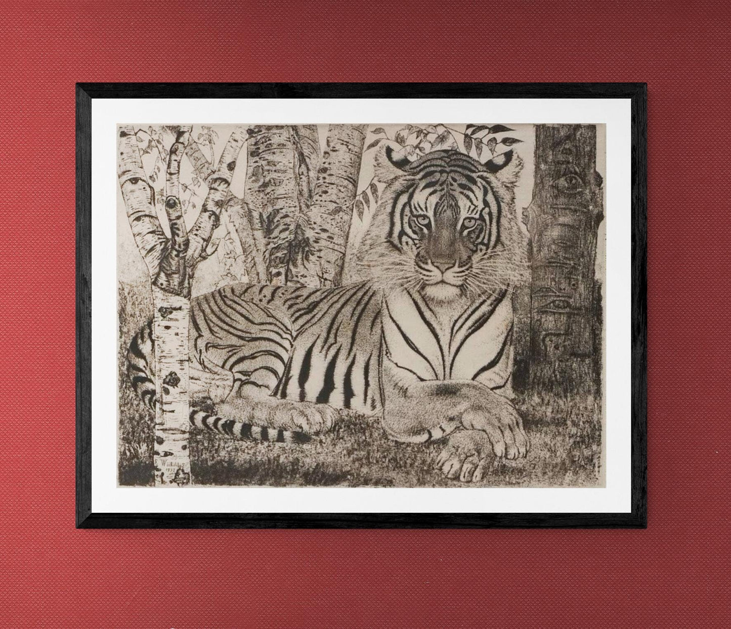 Eduard Wiiralt – 'Reclining Tiger' Giclée Print Reproduction | Fine Art Print on Heavyweight Paper or Museum-Quality Hahnemühle Poster FOSHE ART