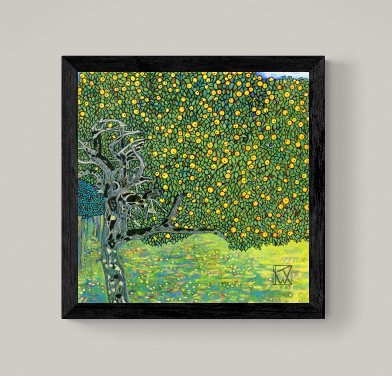 GOLDEN APPLE TREE by Gustav Klimt | Framed Museum-Quality Canvas Art Print with Hand-Applied Brush Strokes for a Timeless, Authentic Look FOSHE ART
