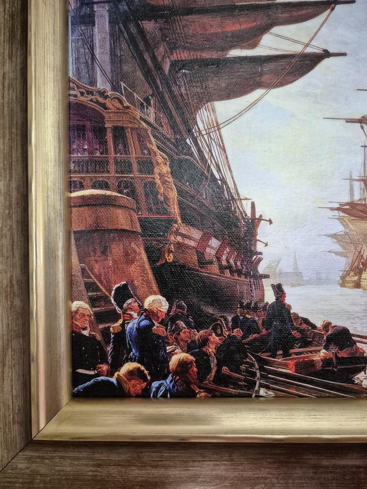 The fleet leaving the habour for the last time by Christian Mølsted | Seascape Wall Art | Vintage Tall Ship Decoration in Framed Print FOSHE ART