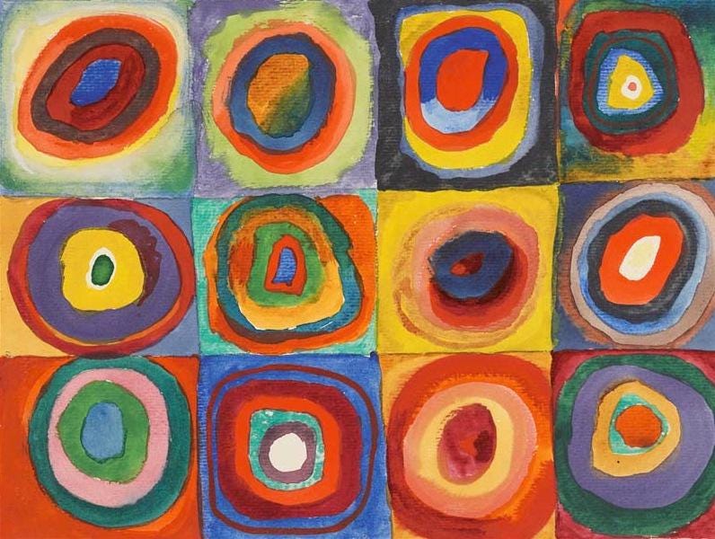 Kandinsky Color Study Print: Squares with Concentric Circles, Textured Canvas FOSHE ART
