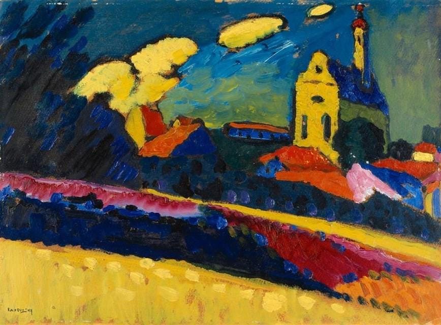 Wassily Kandinsky Study of Murnau Landscape with church, Giclee Print Reproduction Heavyweight print on Fineart paper, museum quality poster FOSHE ART