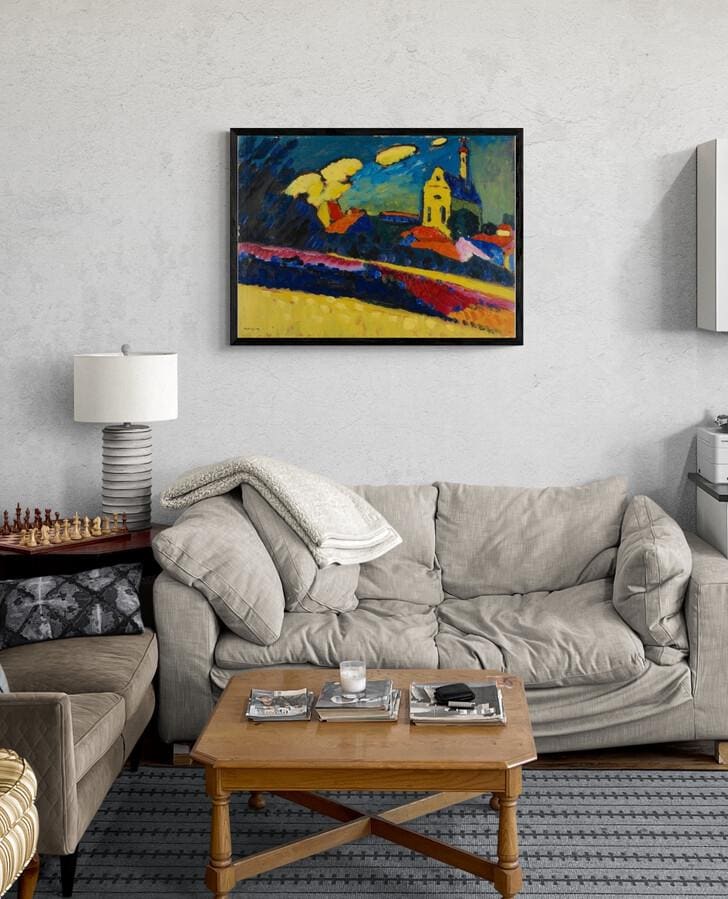 Wassily Kandinsky Study of Murnau Landscape with church, Giclee Print Reproduction Heavyweight print on Fineart paper, museum quality poster FOSHE ART