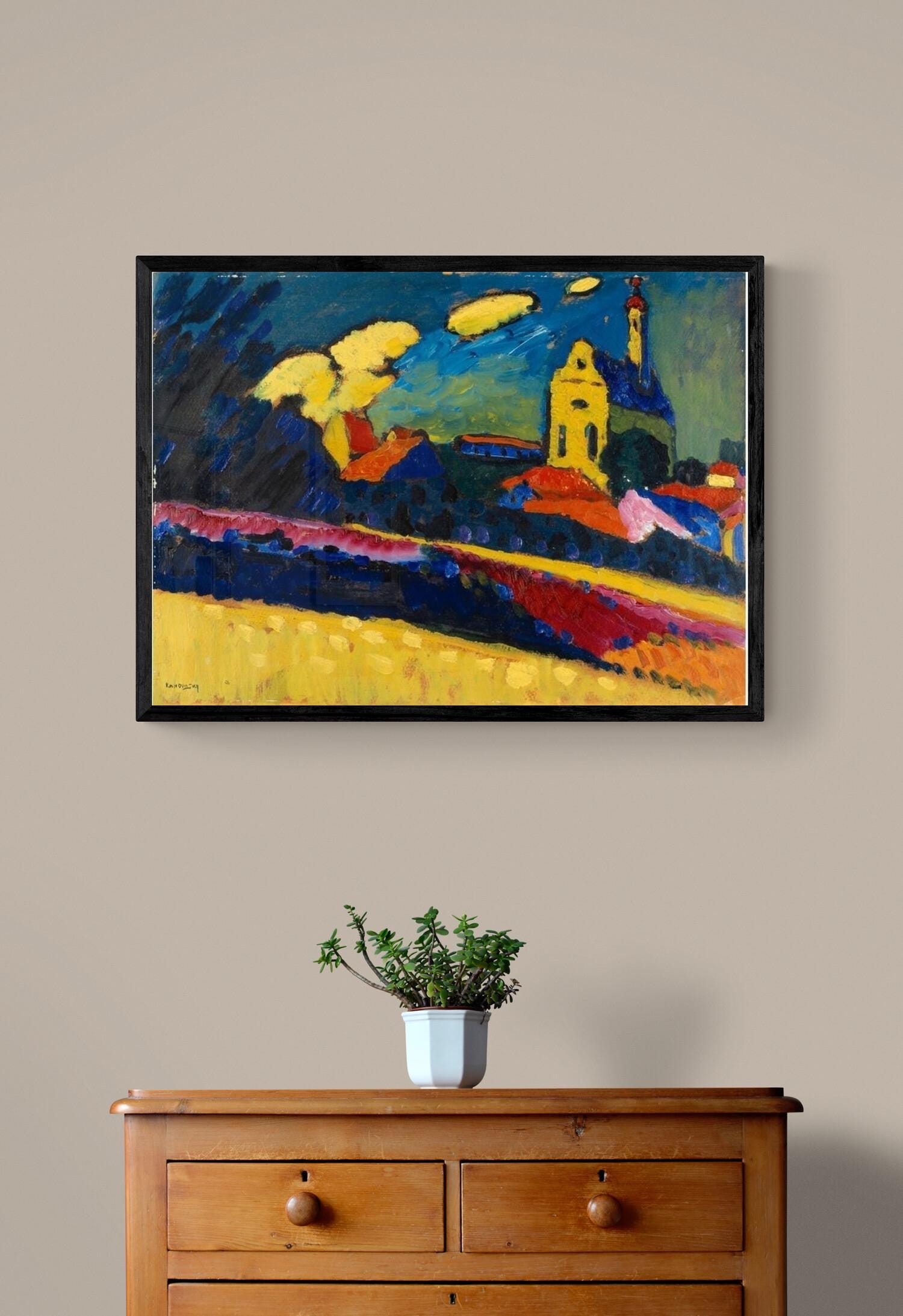 Wassily Kandinsky Study of Murnau Landscape with church, Giclee Print Reproduction Heavyweight print on Fineart paper, museum quality poster FOSHE ART