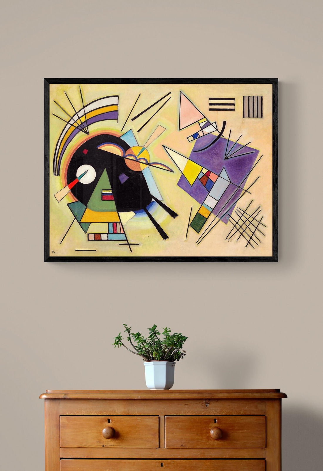 Kandinsky Black and Violet Canvas Print: 3D Brushstroke Texture, Ready to Hang FOSHE ART