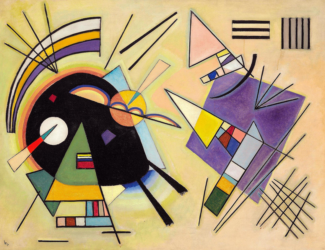 Kandinsky Black and Violet Canvas Print: 3D Brushstroke Texture, Ready to Hang FOSHE ART
