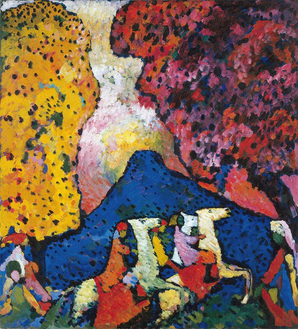Kandinsky Blue Mountain Canvas Print: 3D Brushstroke Finish, Ready to Hang FOSHE ART