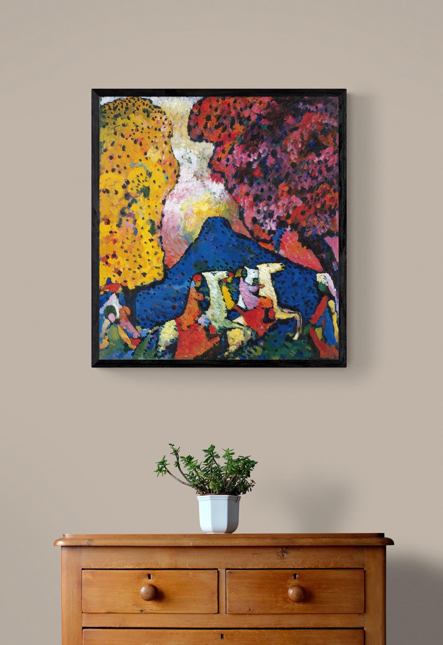 Kandinsky Blue Mountain Canvas Print: 3D Brushstroke Finish, Ready to Hang FOSHE ART