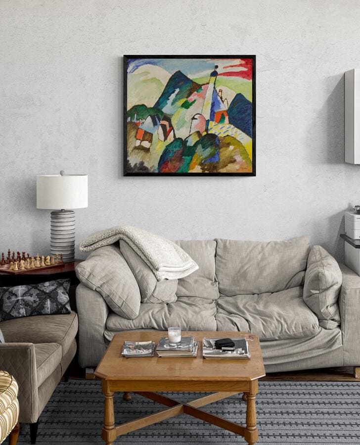 Murnau mit Kirche II by Wassily Kandinsky Large Wall Art on Heavyweight Canvas with Brushstroke Finish | Looks like original | Ready to Hang FOSHE ART