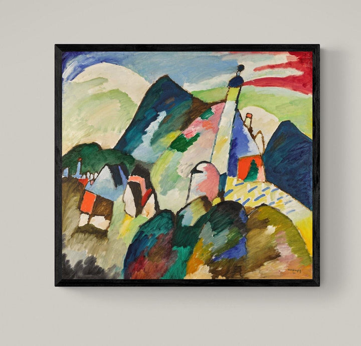 Murnau mit Kirche II by Wassily Kandinsky Large Wall Art on Heavyweight Canvas with Brushstroke Finish | Looks like original | Ready to Hang FOSHE ART
