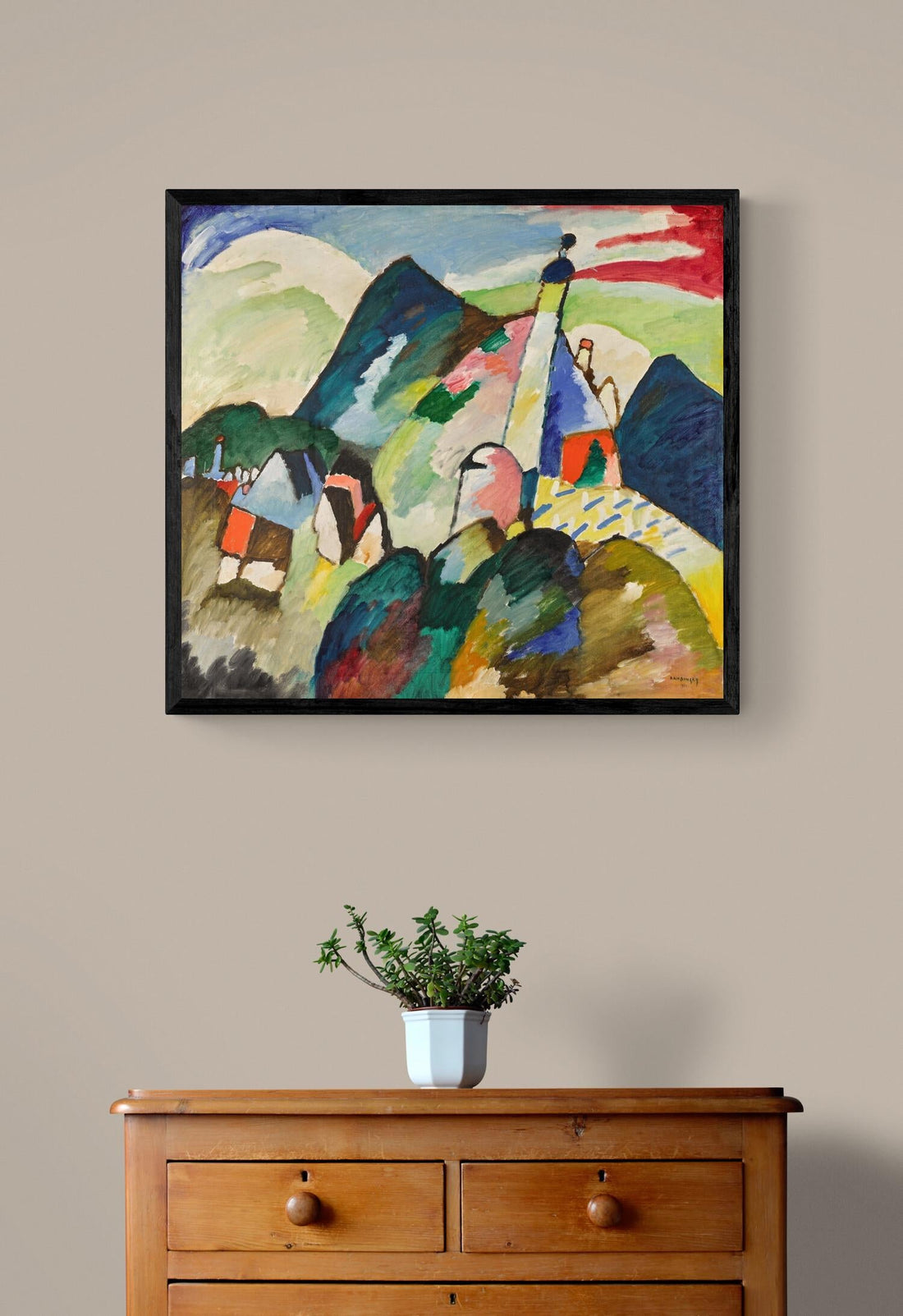 Murnau mit Kirche II by Wassily Kandinsky Large Wall Art on Heavyweight Canvas with Brushstroke Finish | Looks like original | Ready to Hang FOSHE ART