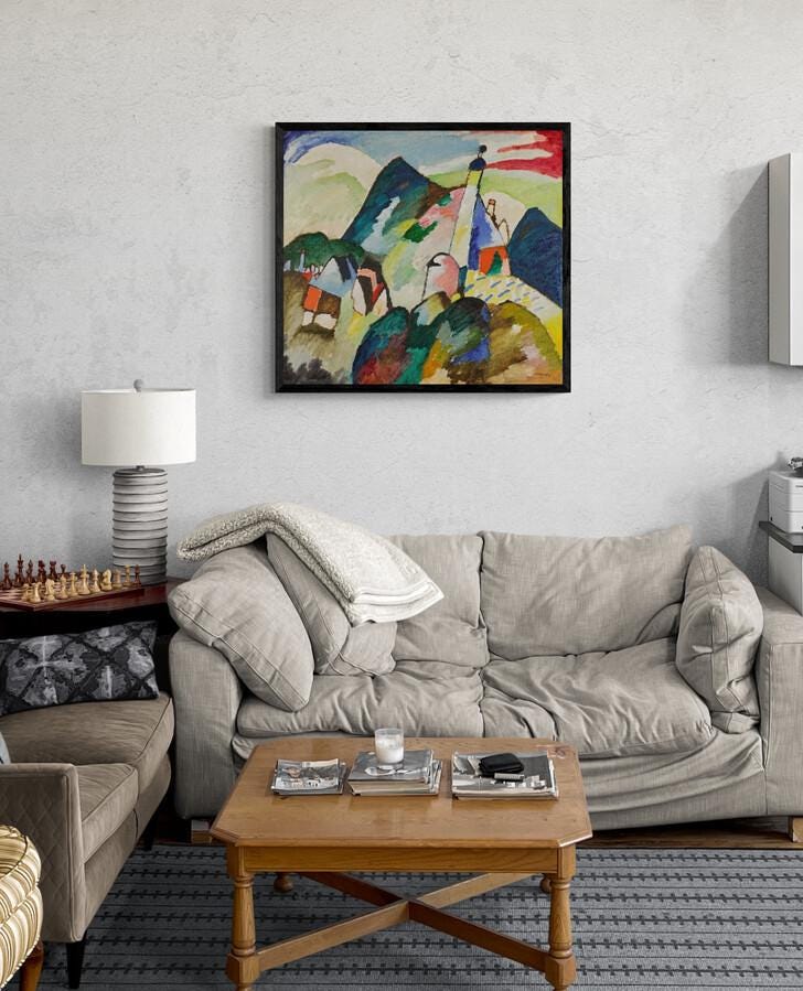 Abstract Elegance: Murnau mit Kirche II by Wassily Kandinsky, Giclee Print Reproduction on Fineart paper or museum quality poster FOSHE ART