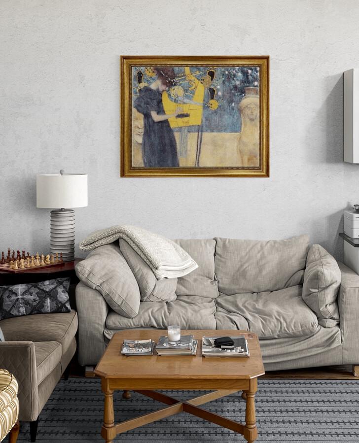 Music by Gustav Klimt | Framed Gliclée canvas  with hand-applied brush strokes and golden vintageous frame | looks like original art FOSHE ART