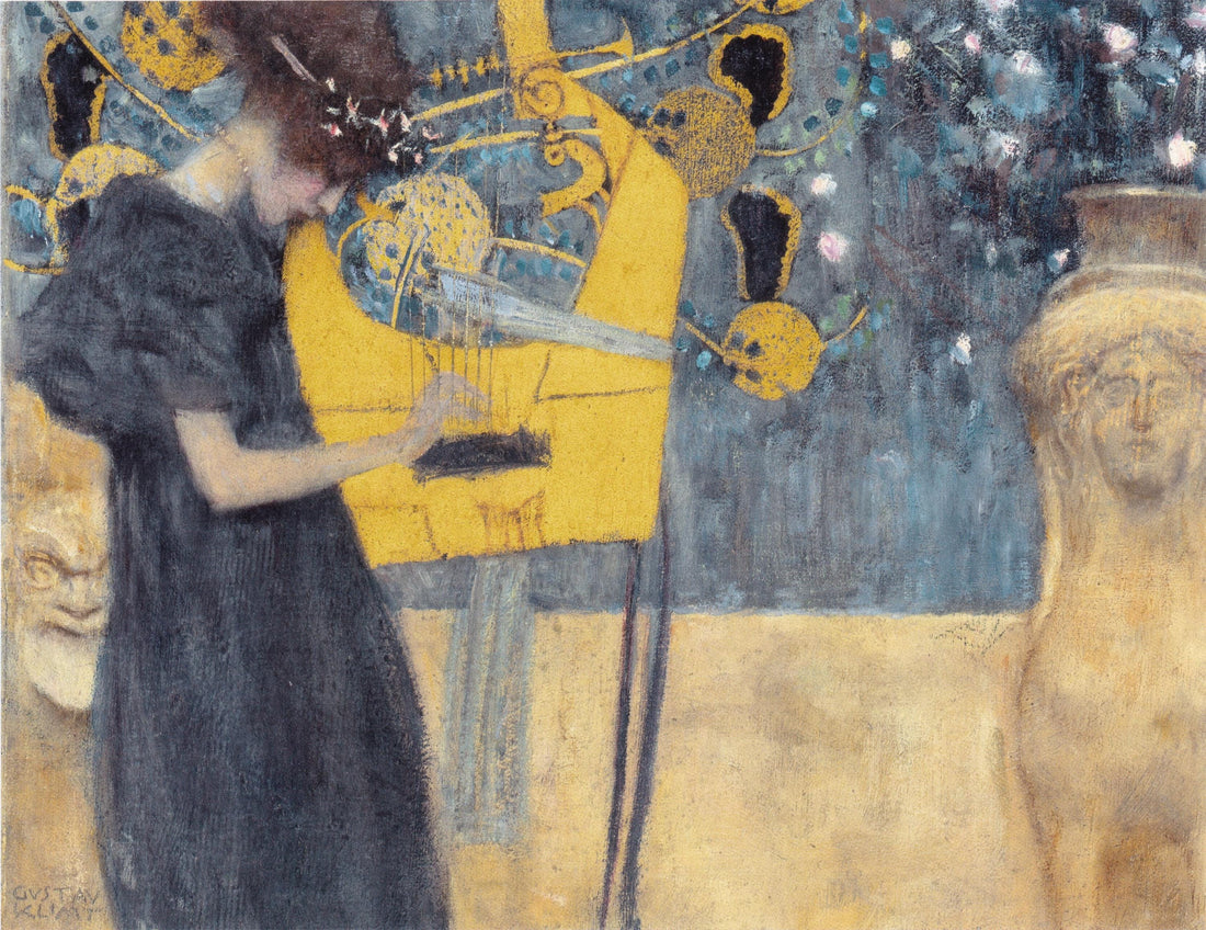 Gustav Klimt Music Canvas Art Print: 3D Hand-Finished Brushstrokes FOSHE ART