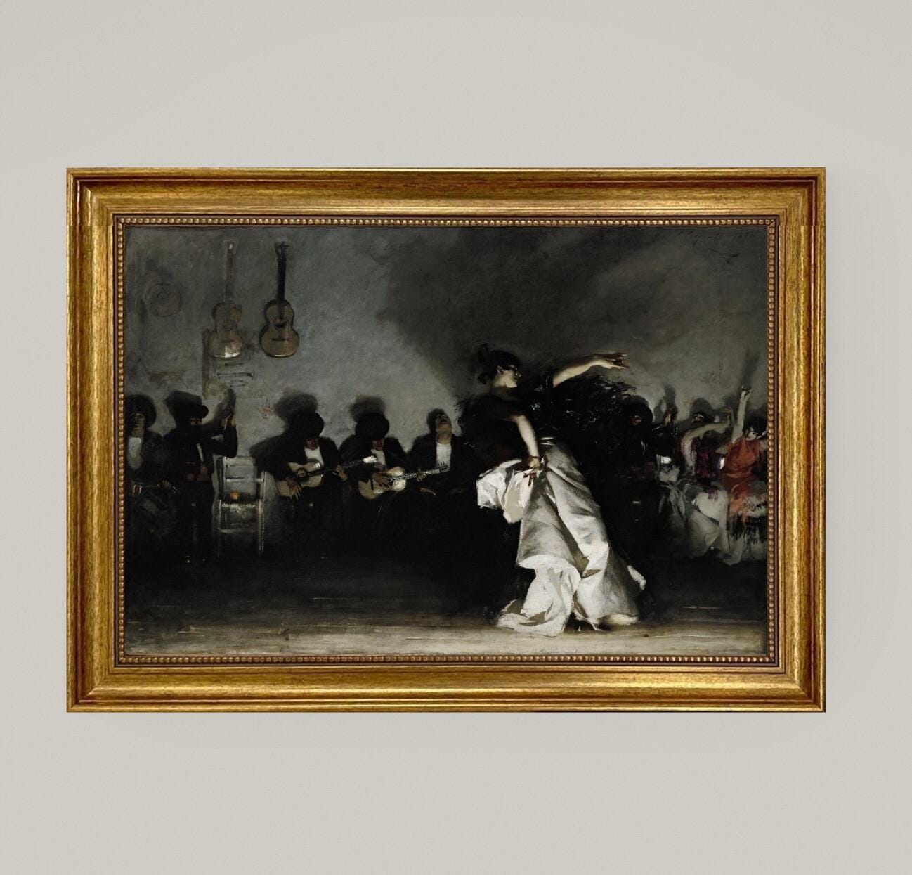 Framed Spanish Dancer Canvas Print: John Singer Sargent Reproduction FOSHE ART