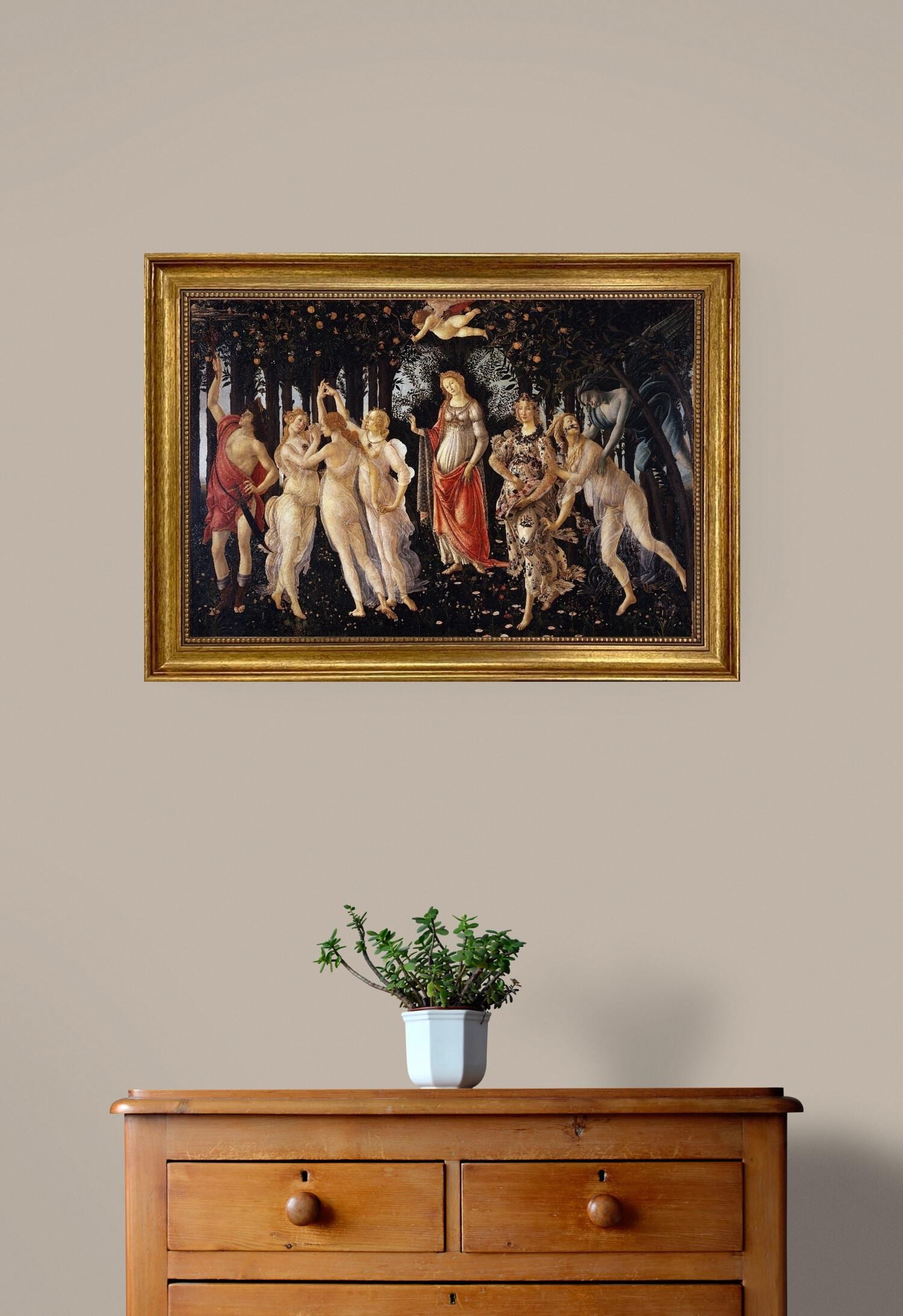 Botticelli La Primavera Canvas Print print with Hand-Applied Brush Strokes, Vintage  Wooden Gold Frame FOSHE ART