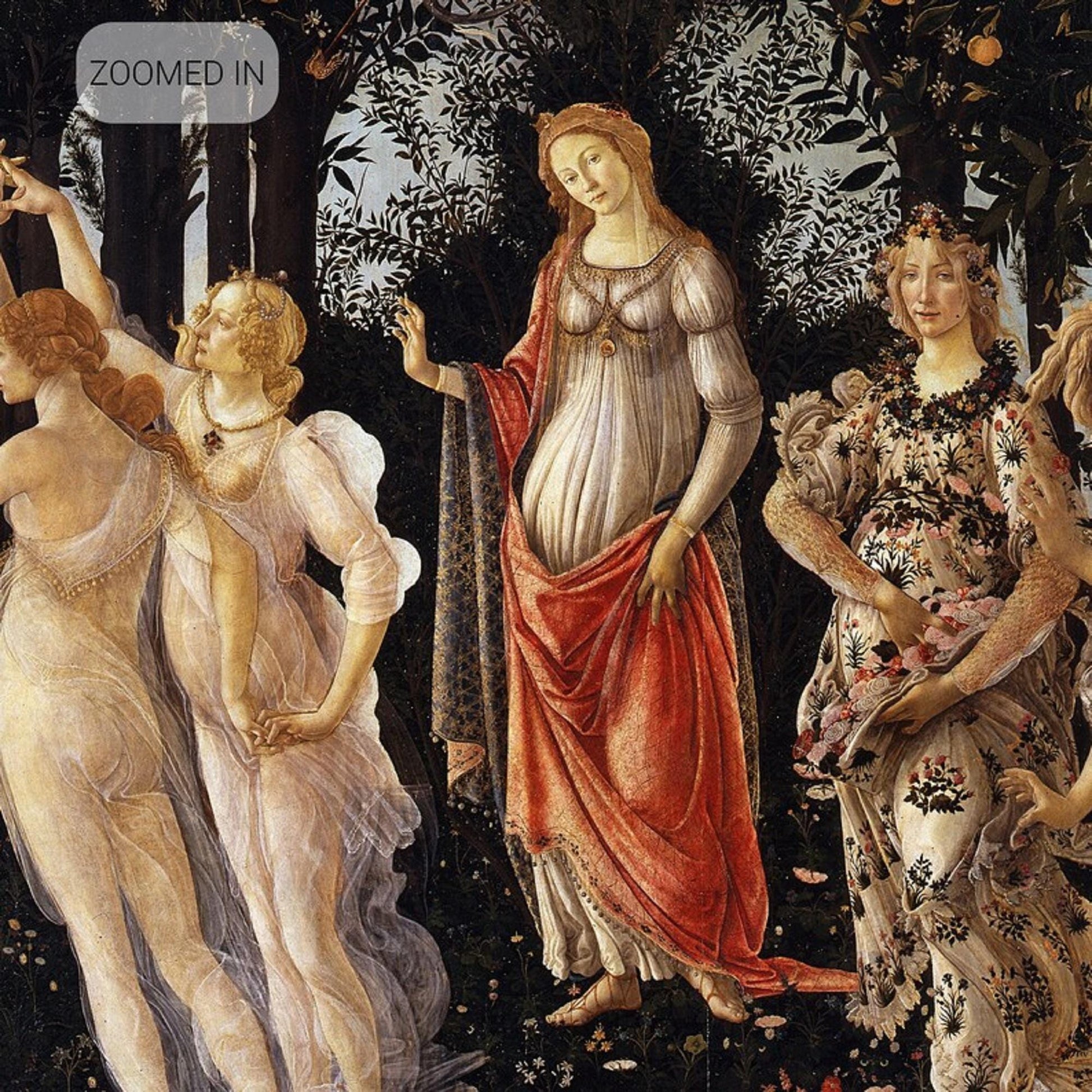 Sandro Botticelli "La Primavera" | Museum-Quality Heavyweight real Canvas | 3D hand finish print with Brush Strokes | Vintage golden frame FOSHE ART