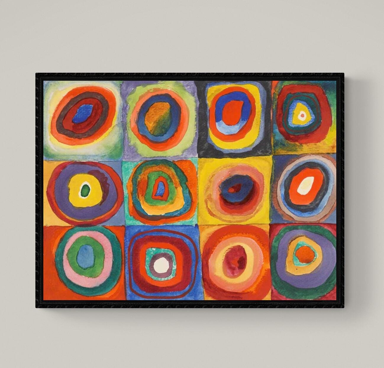 Kandinsky Color Study Print: Squares with Concentric Circles, Textured Canvas FOSHE ART