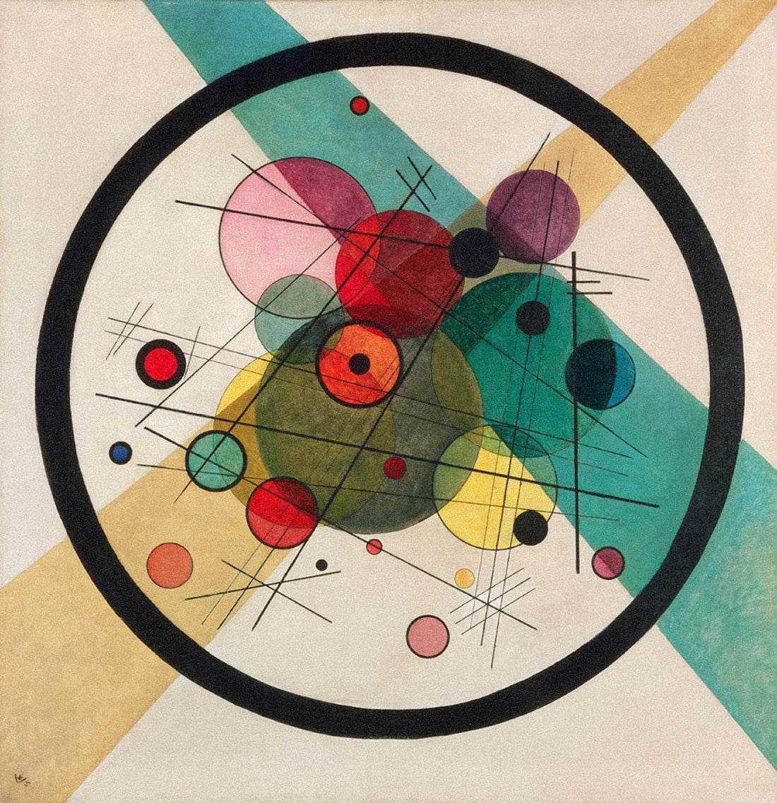Kandinsky Circles Art Print: Giclee Canvas Reproduction with Hand-Applied Brush Strokes FOSHE ART