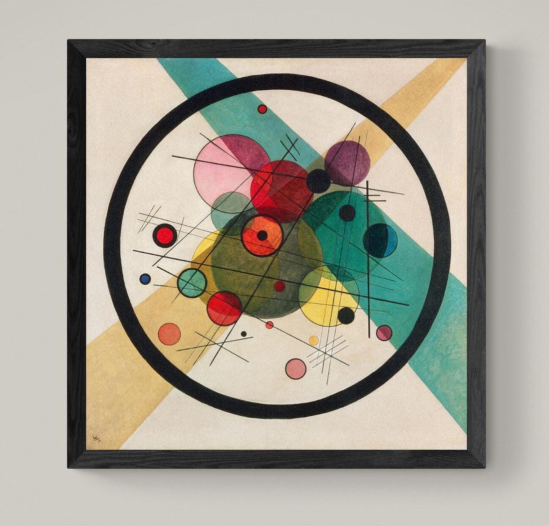 Kandinsky Circles in a Circle Giclee Print, Fine Art Paper, Canvas, Poster, 3D Hand Finish FOSHE ART