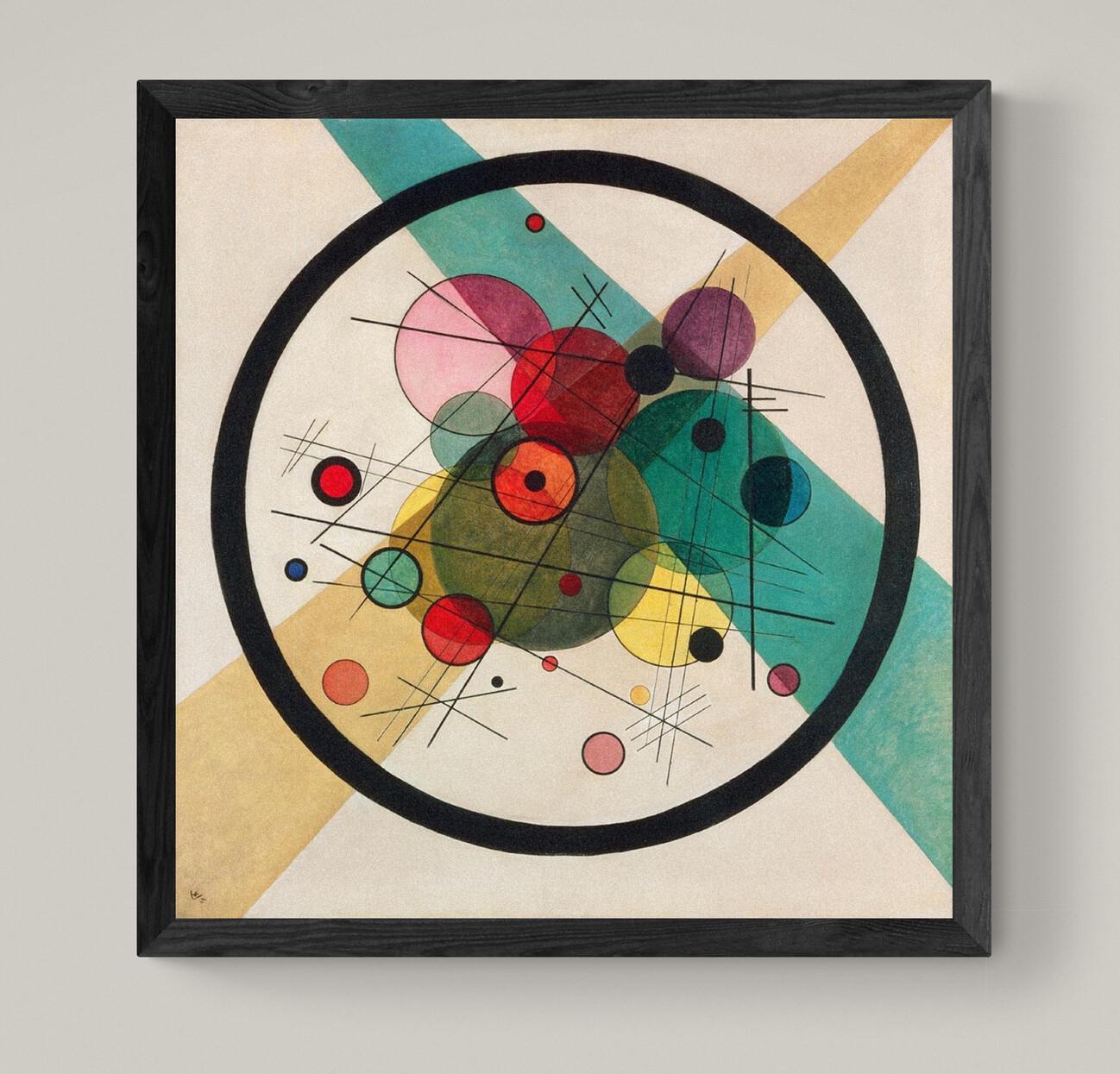 Wassily Kandinsky Circles in a Circle, Giclee Print on Canvas or Museum-Quality Canvas with Hand-Applied Brush Strokes for Authentic Look FOSHE ART