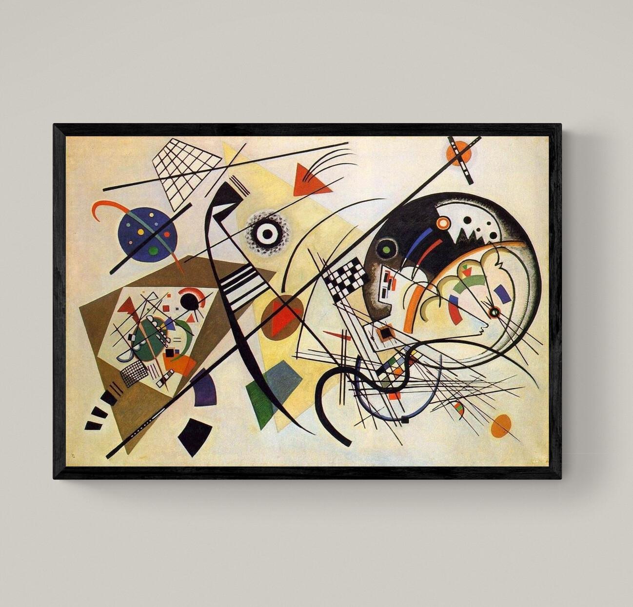 Wassily Kandinsky Transverse Line, Large Art, Heavyweight Canvas, 3D hand finish print with brush strokes, Ready to Hang FOSHE ART