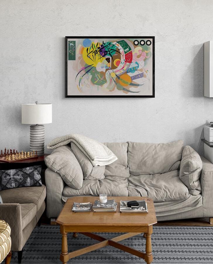 Wassily Kandinsky Dominant Curve, Large Art, Heavyweight Canvas, 3D hand finish print with brush strokes, looks like original, Ready to Hang FOSHE ART