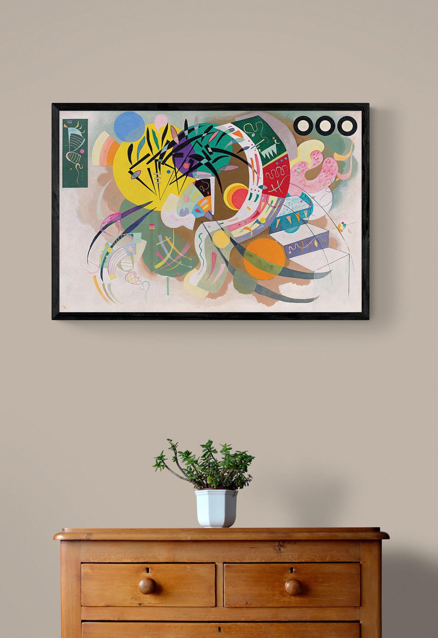 Wassily Kandinsky Dominant Curve, Large Art, Heavyweight Canvas, 3D hand finish print with brush strokes, looks like original, Ready to Hang FOSHE ART