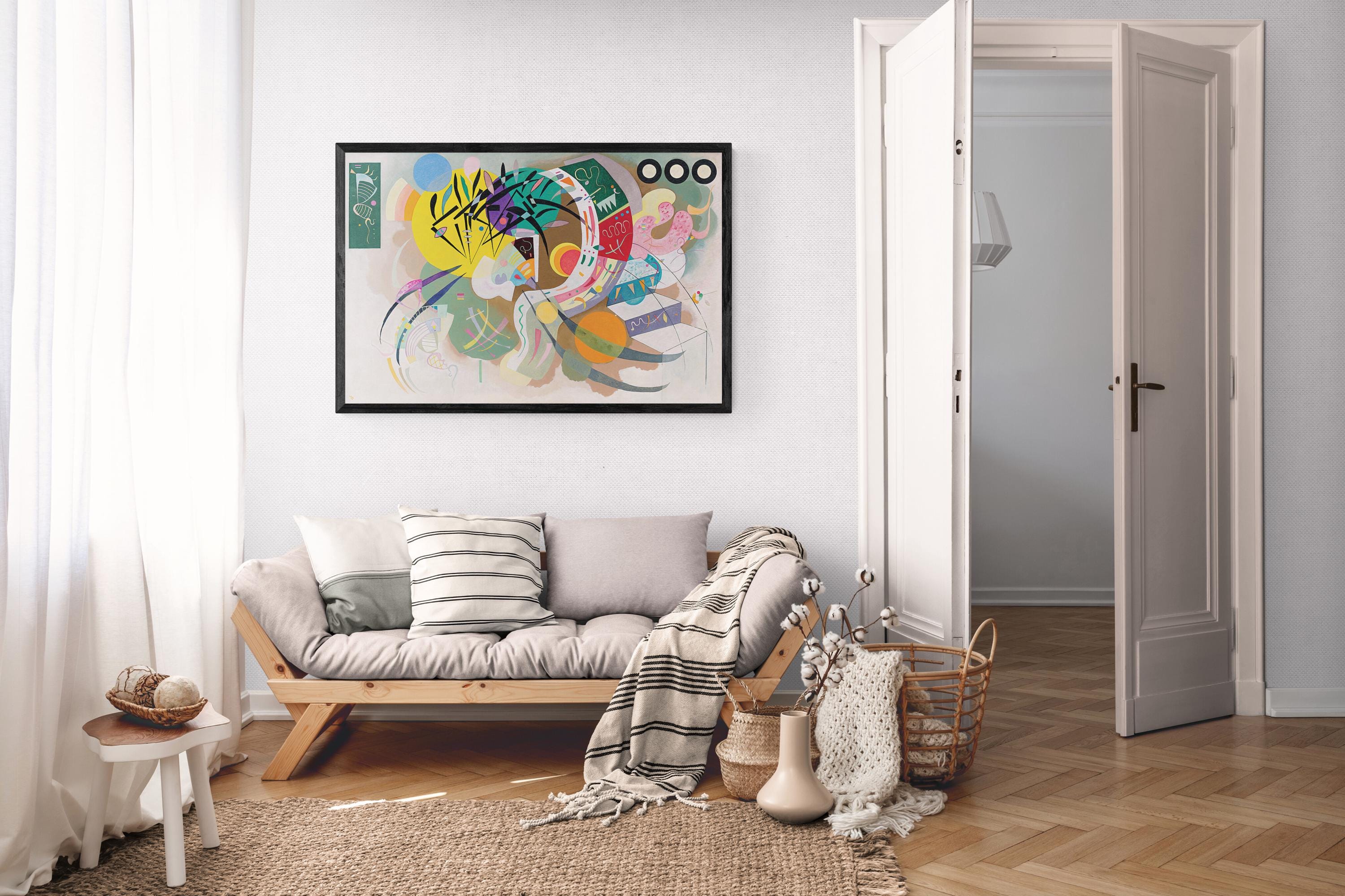Wassily Kandinsky Dominant Curve, Large Art, Heavyweight Canvas, 3D hand finish print with brush strokes, looks like original, Ready to Hang FOSHE ART