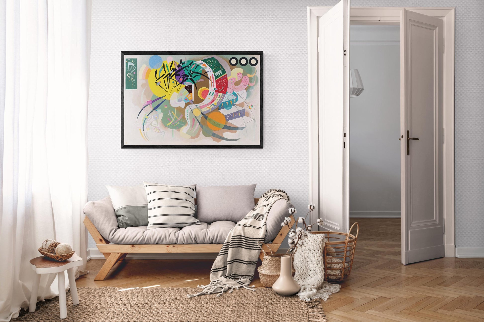 Wassily Kandinsky Dominant Curve, Large Art, Heavyweight Canvas, 3D hand finish print with brush strokes, looks like original, Ready to Hang FOSHE ART