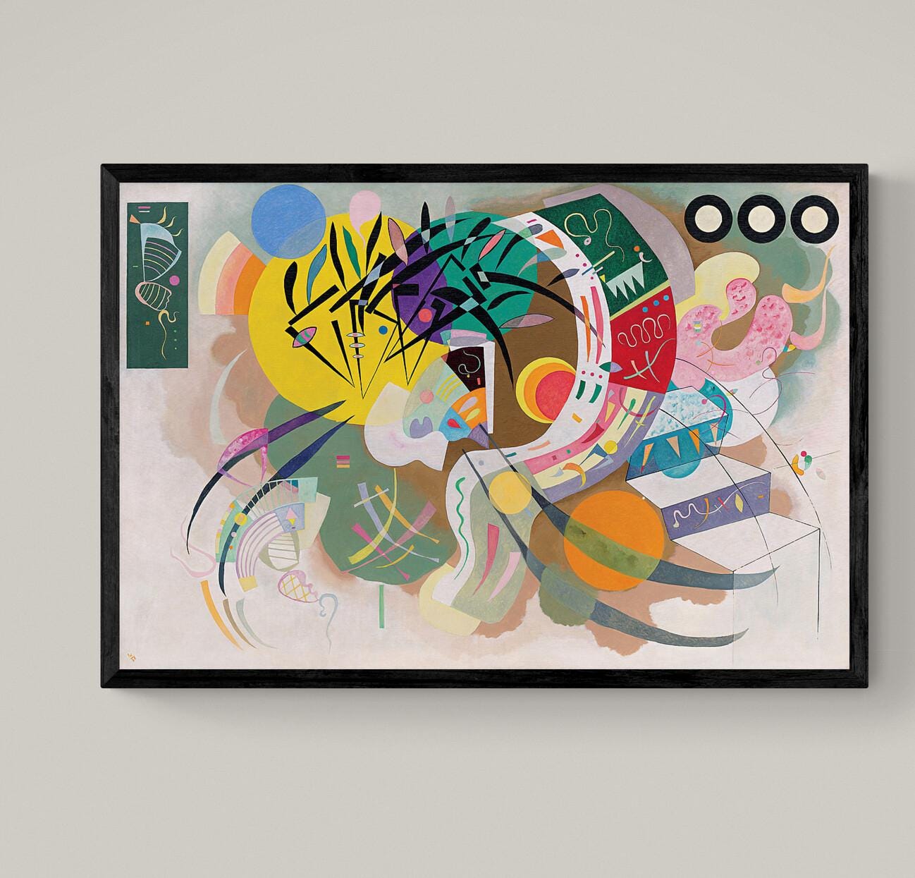 Wassily Kandinsky Dominant Curve, Large Art, Heavyweight Canvas, 3D hand finish print with brush strokes, looks like original, Ready to Hang FOSHE ART