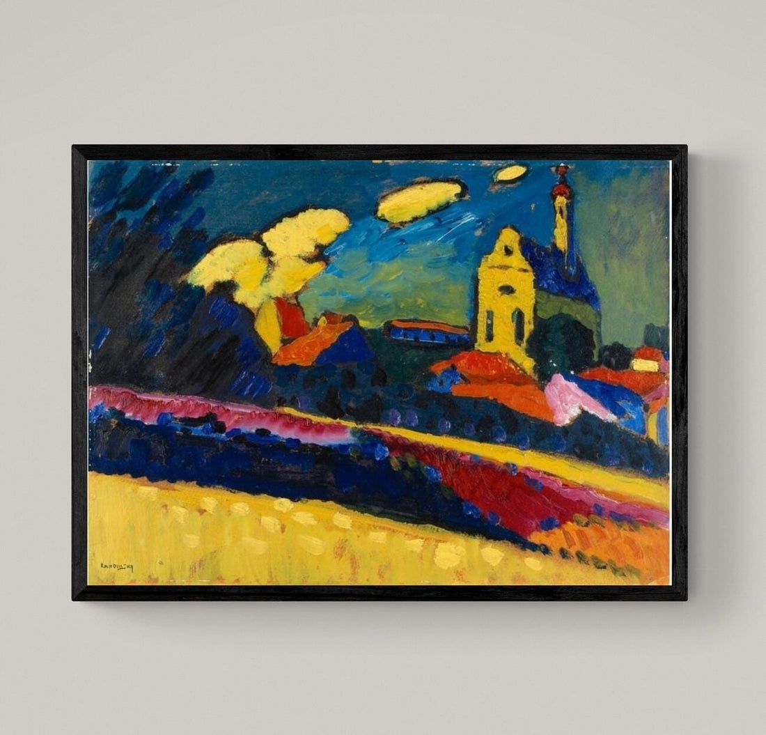 Wassily Kandinsky Study of Murnau Landscape with church, Giclee Print Reproduction Heavyweight print on Fineart paper, museum quality poster FOSHE ART