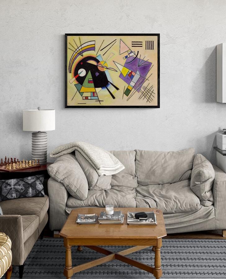 Wassily Kandinsky’s Black and Violet | Large Wall Art on Heavyweight Canvas with 3D Brushstroke Finish | Looks like original | Ready to Hang FOSHE ART