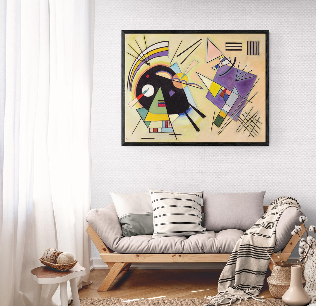 Kandinsky Black and Violet Canvas Print: 3D Brushstroke Texture, Ready to Hang FOSHE ART