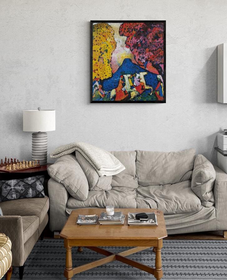 Kandinsky Blue Mountain Canvas Print: 3D Brushstroke Finish, Ready to Hang FOSHE ART