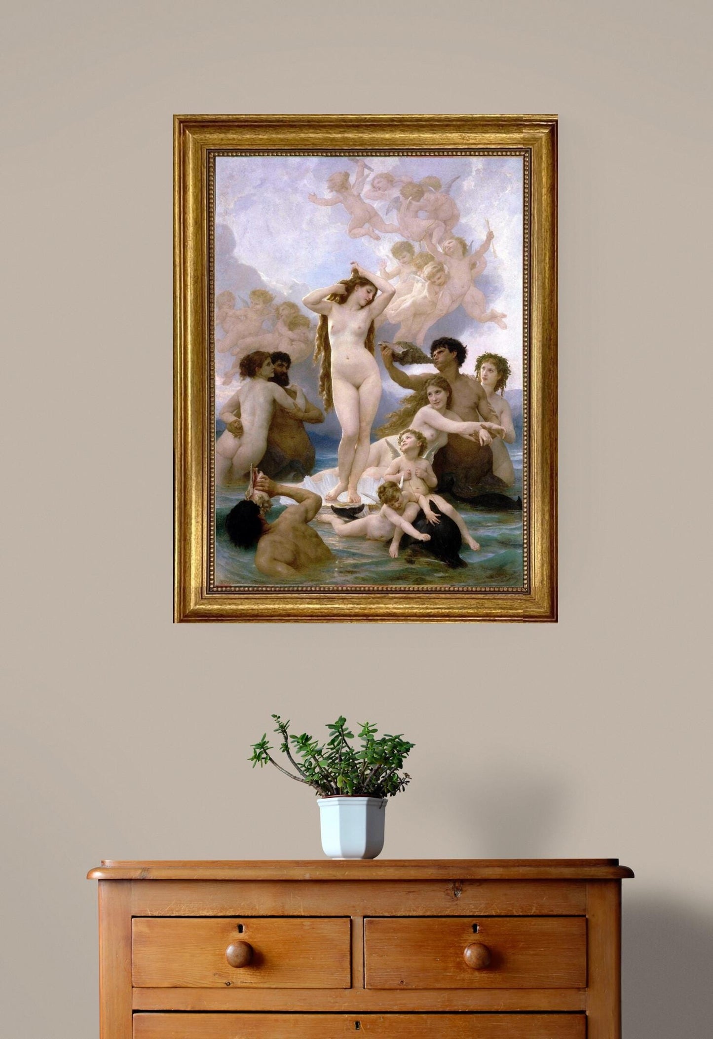 The Birth of Venus by Bouguereau | Framed Gliclée canvas  with hand-applied brush strokes and golden vintageous frame | looks like original FOSHE ART