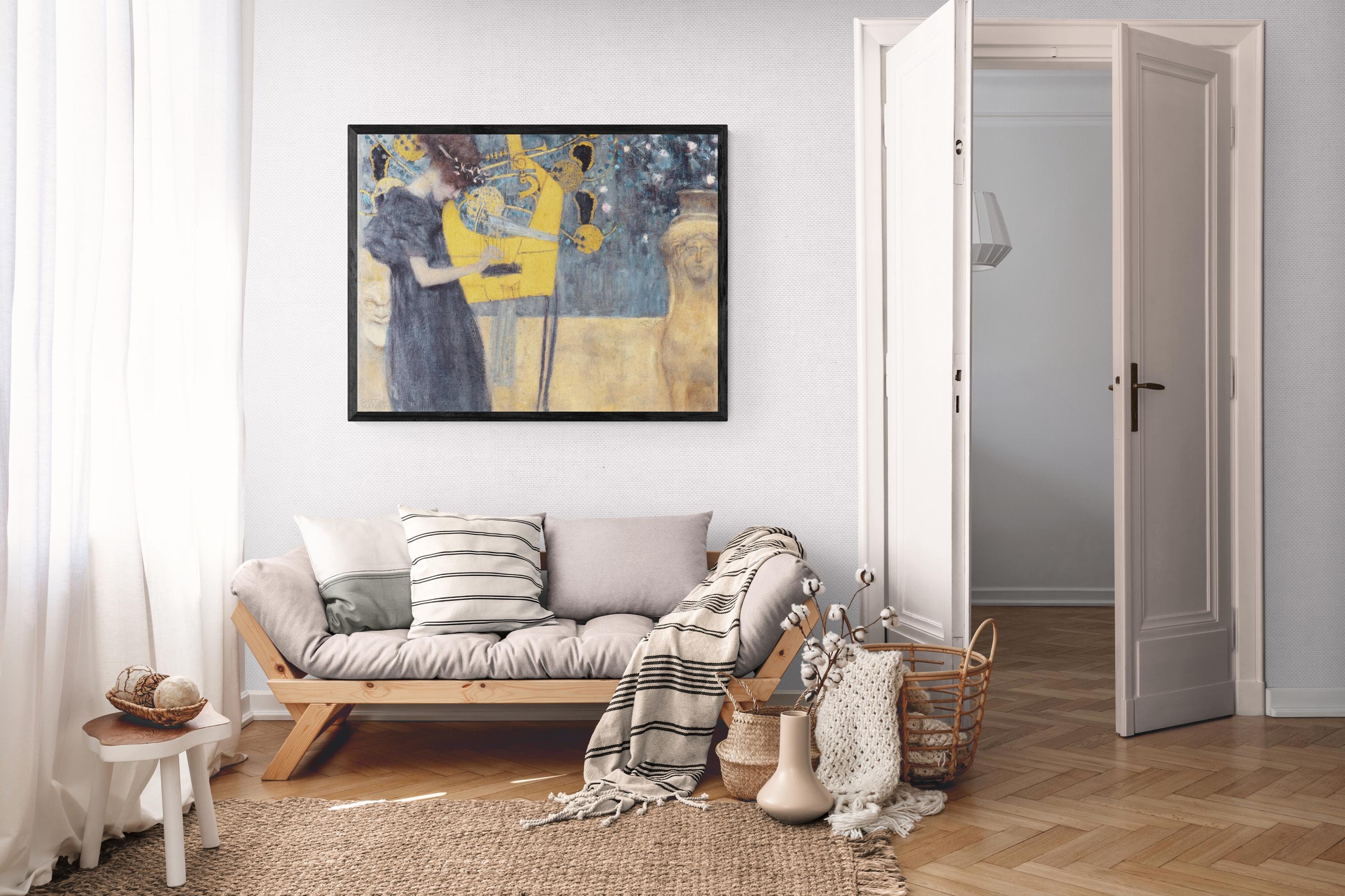 Music by Gustav Klimt Wall Art on Heavyweight Canvas with 3D Hand-Finished Print with Brush Strokes | Looks like original | Ready to Hang FOSHE ART