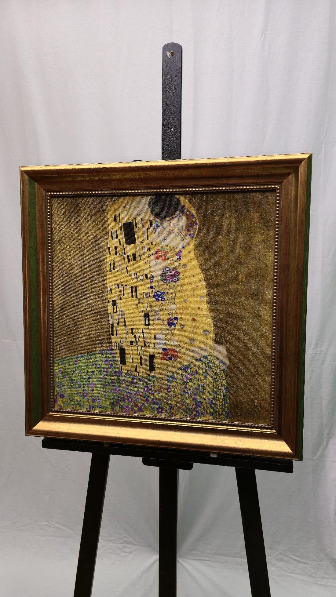 Gustav Klimt The Kiss Giclée Canvas Print: Hand-Textured, Golden Vintage Frame FOSHE ART